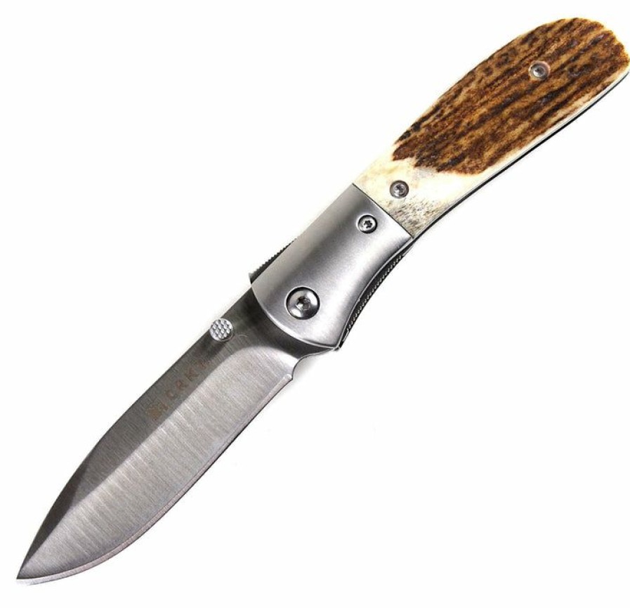 Mini Knifves * | Suitable Price Columbia River (Crkt) Columbia River M4 Pocket Knife With Stag Handles, Plain