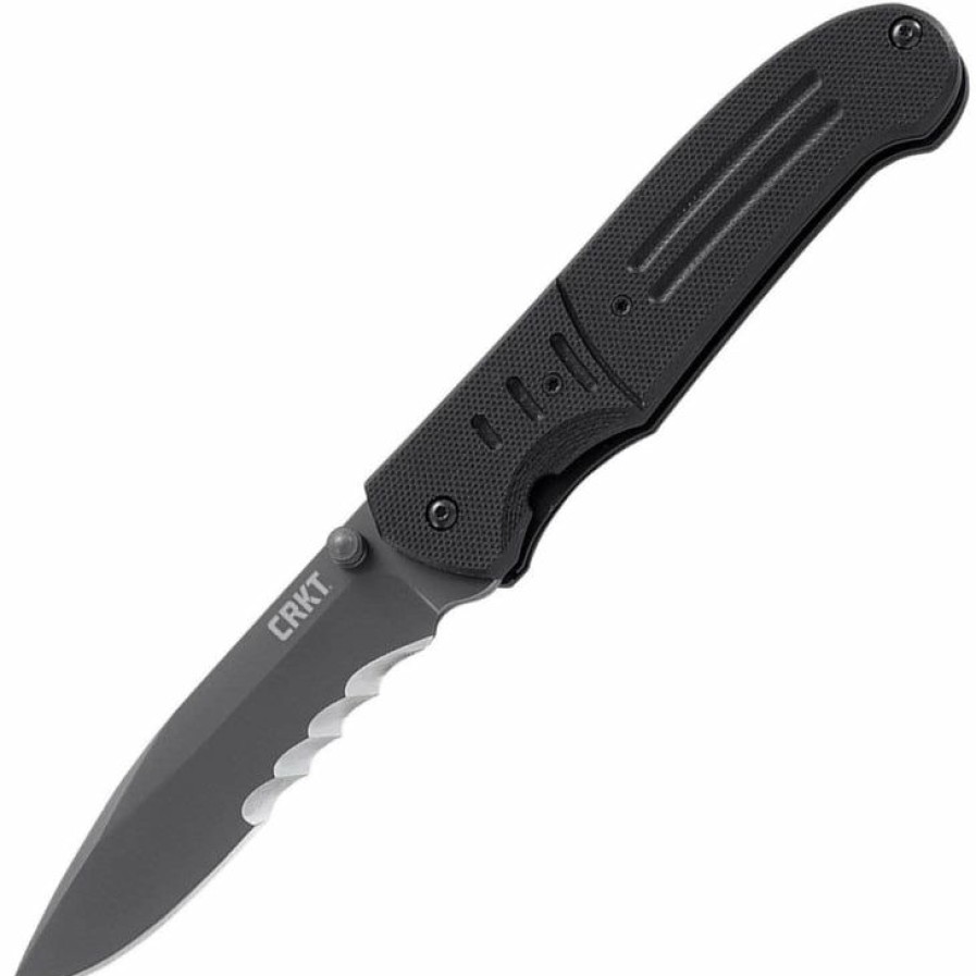 Sharp Knifves * | Reasonable Price Columbia River (Crkt) Crkt Ignitor T, 3.38 Veff Serrated Assisted Blade, Black G10 Handle 6865