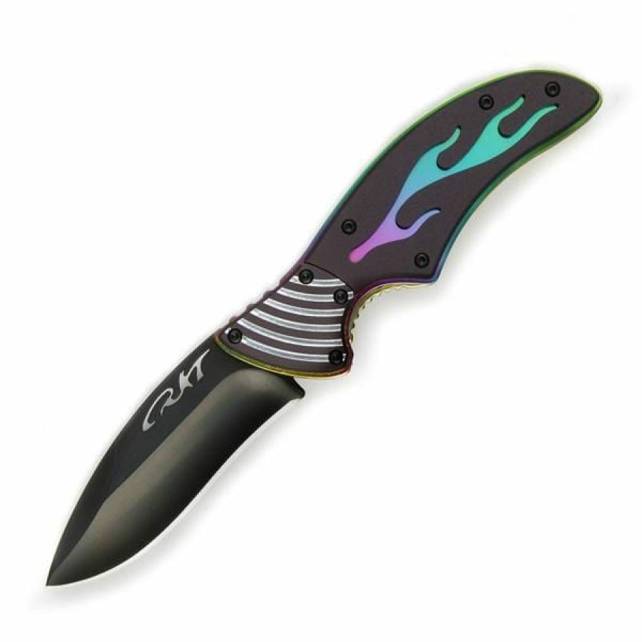 Sharp Knifves * | Moderate Price Columbia River (Crkt) Columbia River Fulcrum Flame, Ti-Ni Aluminum, Plain Edge Single Blade Pock