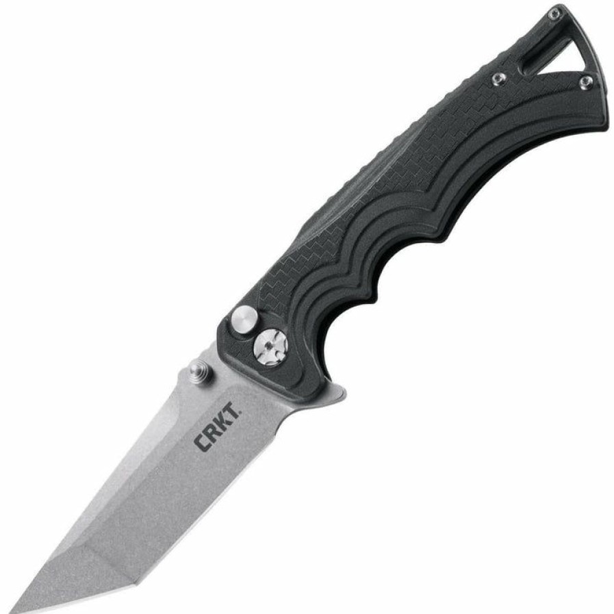 Sharp Knifves * | Moderate Price Columbia River (Crkt) Crkt Bt Fighter, 3.64 Tanto Blade, Button Lock, Grn Handle 5225