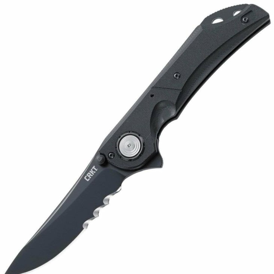 Sharp Knifves * | Reasonable Price Columbia River (Crkt) Crkt Seismic, 3.96 Veff Serrated Black Blade, G10 Handle 5401K