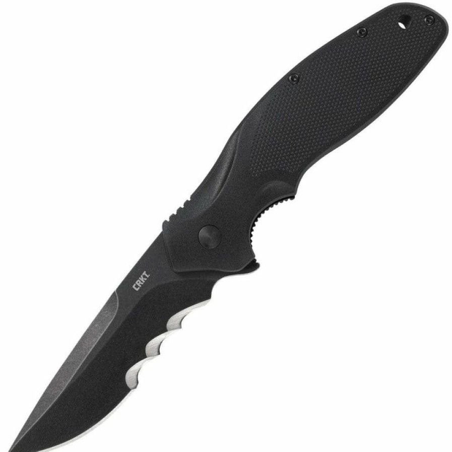 Sharp Knifves * | Suitable Price Columbia River (Crkt) Crkt Shenanigan Black, 3.35 Veff Serrated Blade, Black Grn Handle- K800Kkp